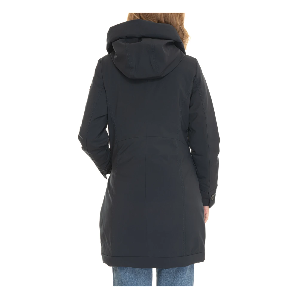 Peuterey Lange donsjas met vaste capuchon Blue Dames