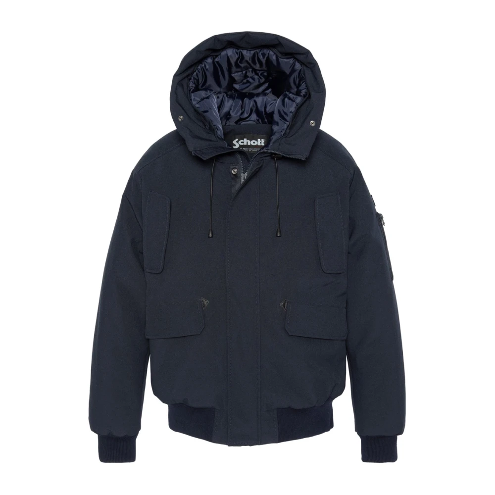 Schott NYC Korte Bont Gevoerde Hoodie Blauw Blue Heren