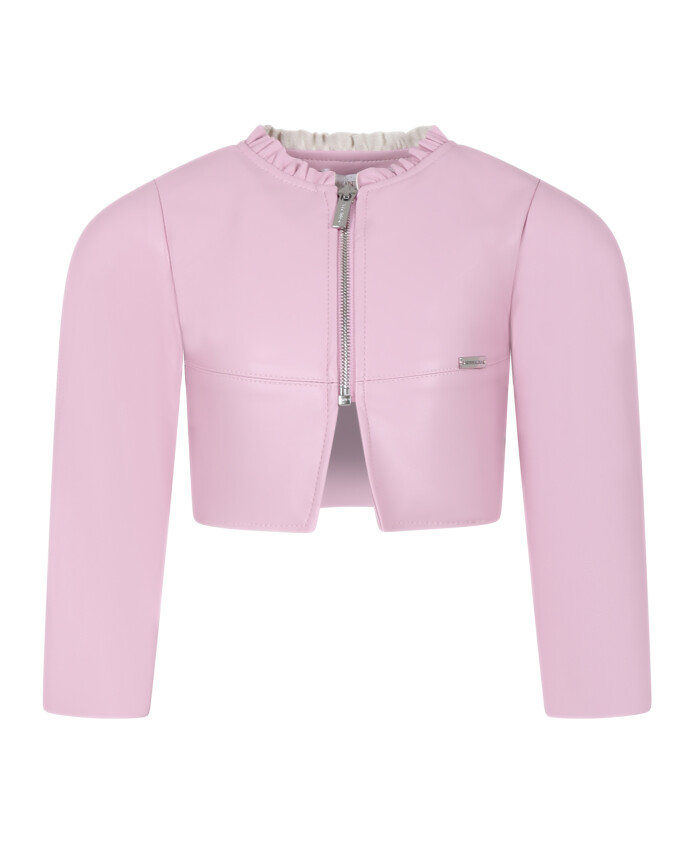 veste-rose-en-similicuir-a-volants