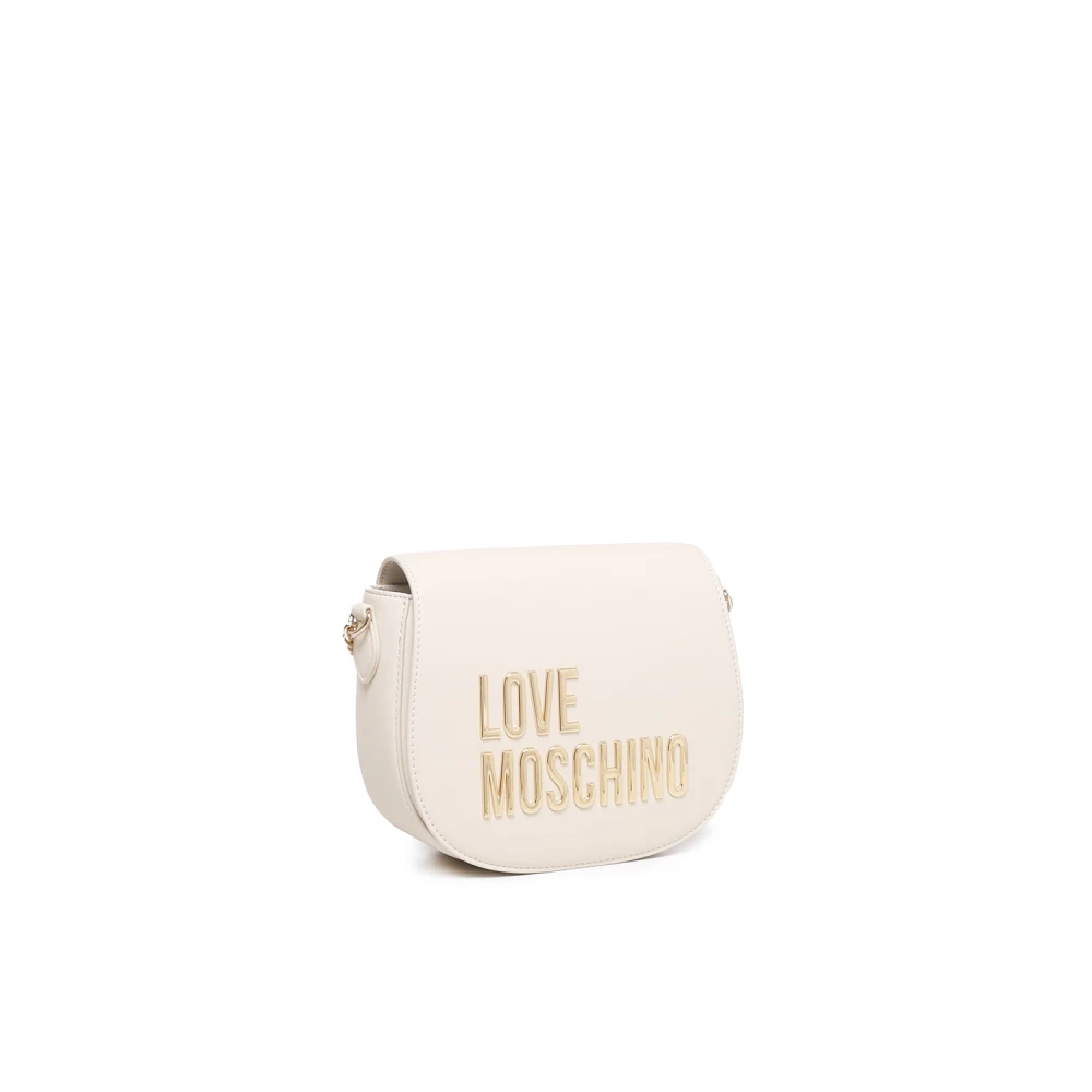 Love Moschino Witte Schoudertas met Gouden Details White Dames
