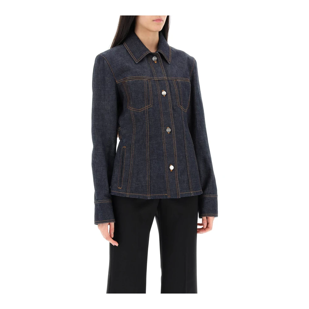 Salvatore Ferragamo Denimjack met contraststiksels Blue Dames