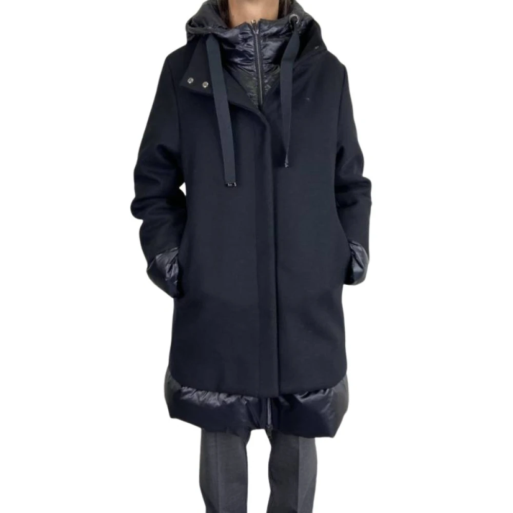 Herno Zwarte Gecombineerde Jas Blue Dames