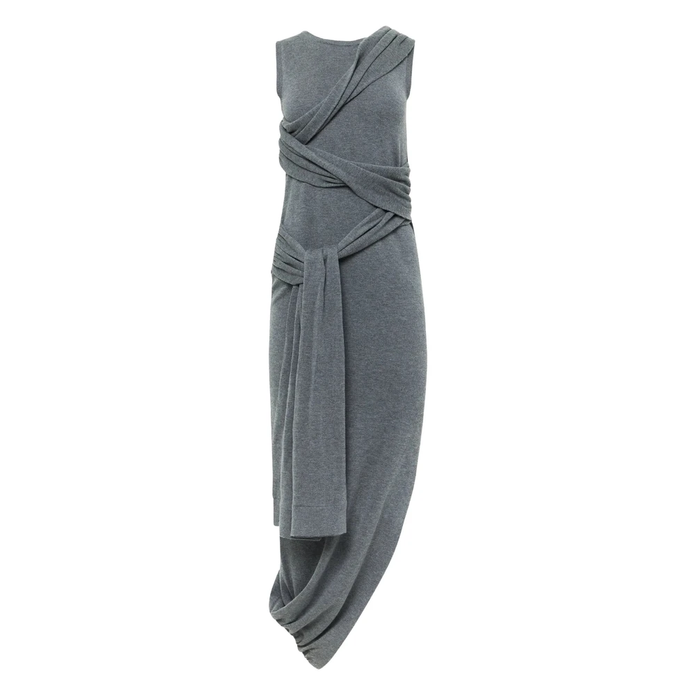 Jw Anderson Women's Gray Charcoal Grey Draped Sleeveless Dress - Midi Dresses - S - Dresses