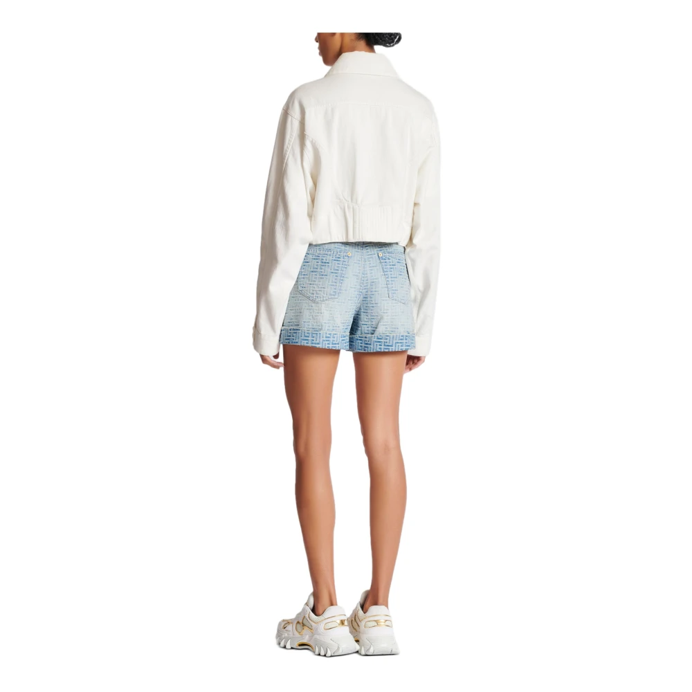 Balmain Korte geknoopte jas White Dames
