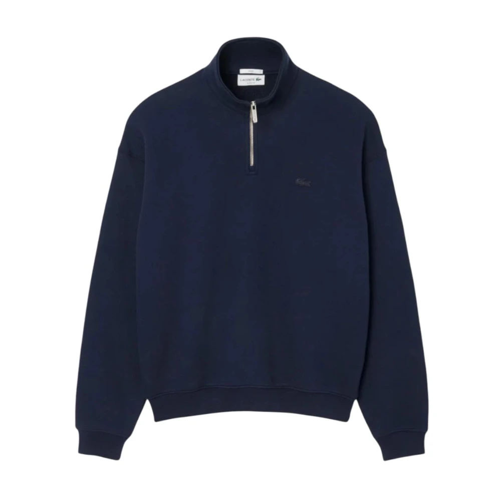 Lacoste Blue Turtlenecks, Male, Xs, Minimalist Zip-Up Sweatshirt