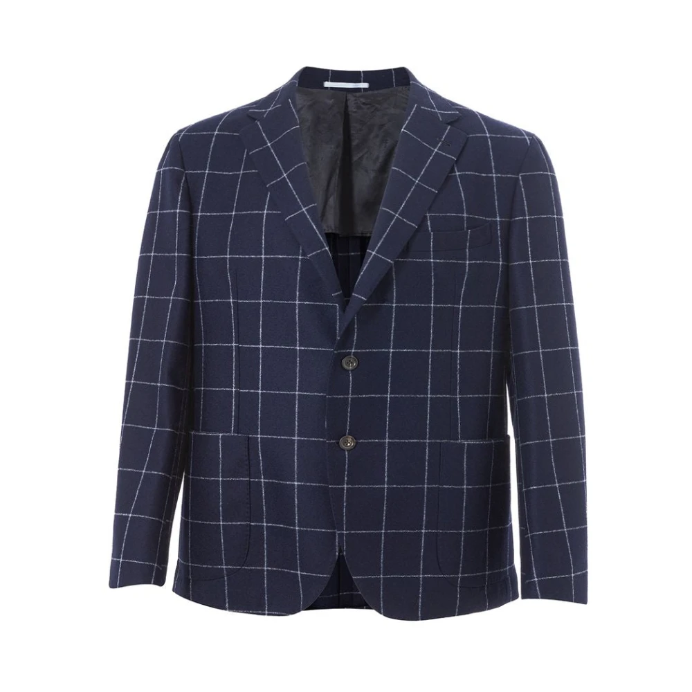 Malo Luxe Blauwe Wollen Jas voor Mannen Blue Heren