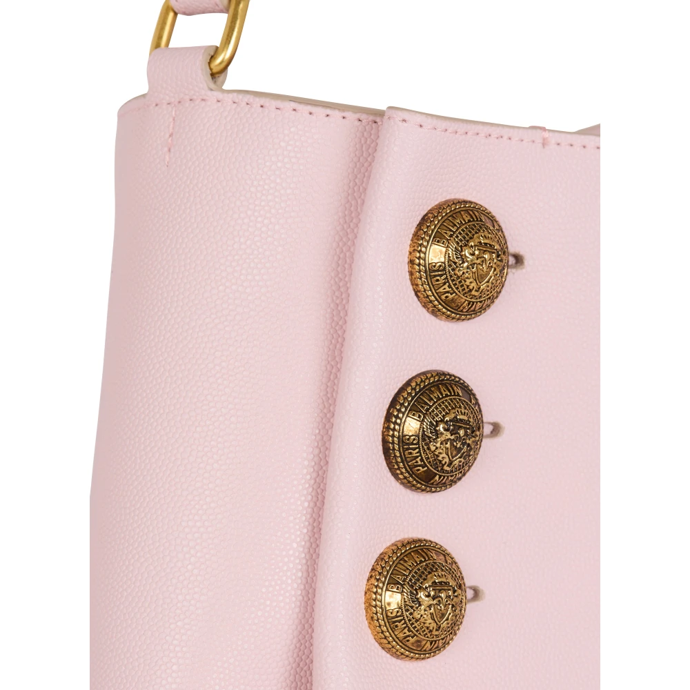 Balmain Emblème Schoudertas van generfd kalfsleer Pink Dames