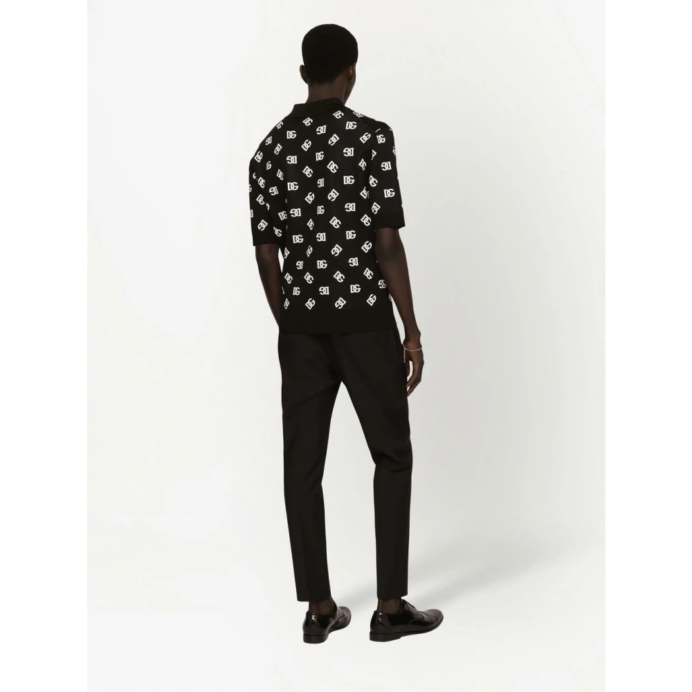Dolce & Gabbana Geborduurde Logo Wollen Pantalons Brown Heren