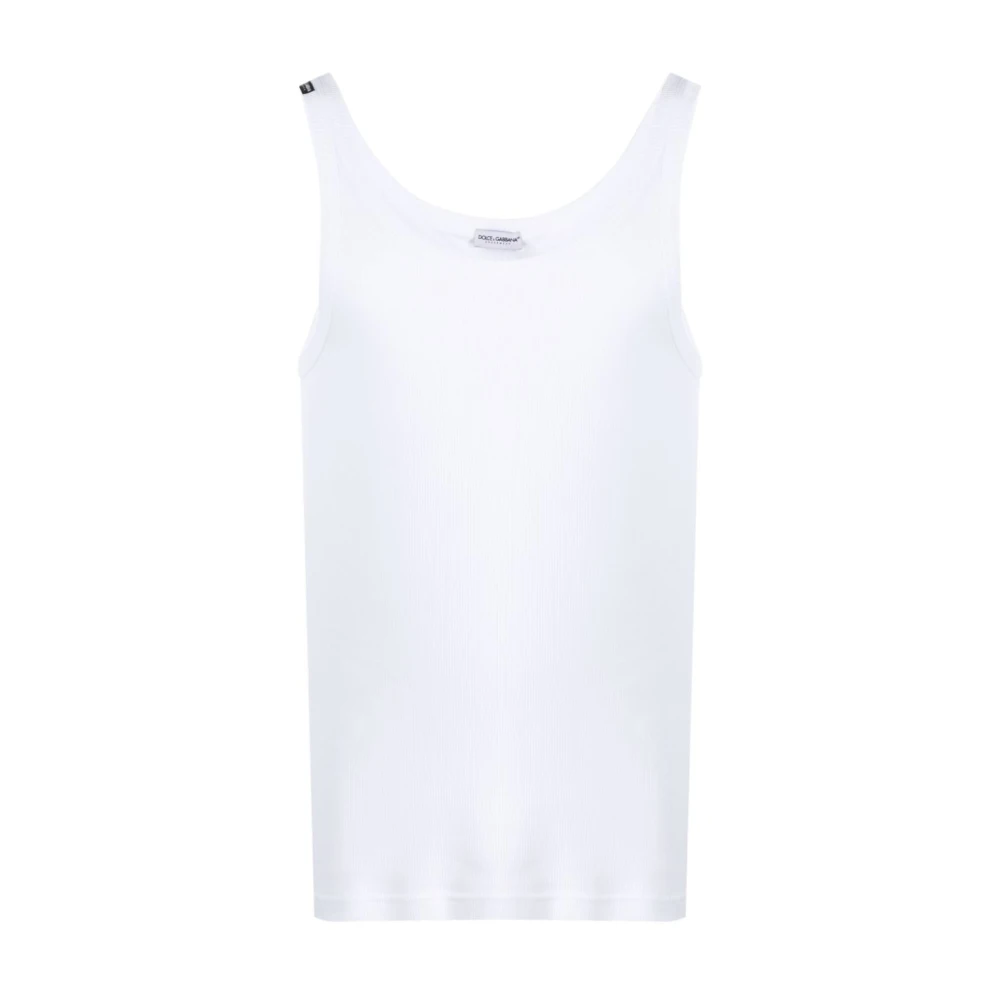 Dolce & Gabbana Witte Geribbelde Tanktop White Heren