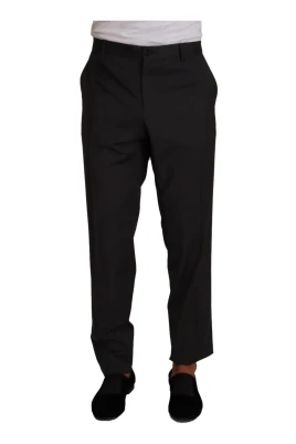 Grå Ull Formell Tuxedo Byxor