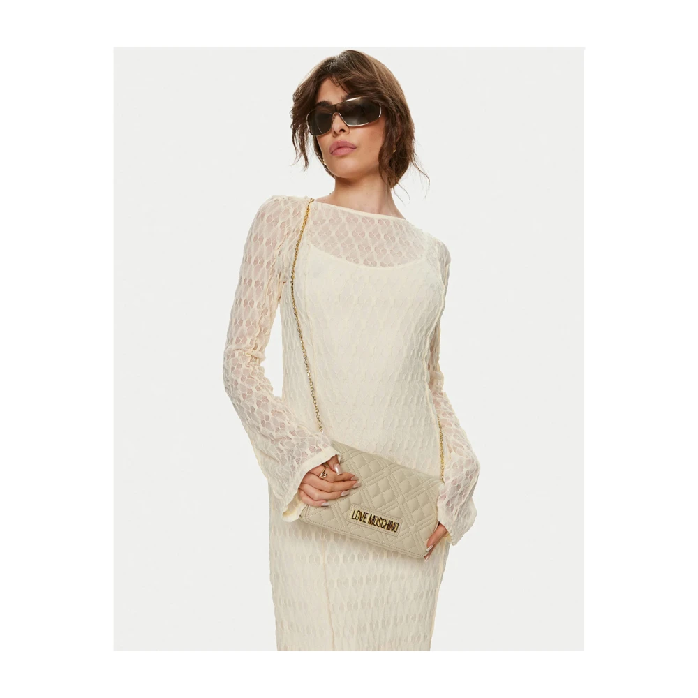 Love Moschino Gewatteerde Pu Handtas in Ivoor Beige Dames