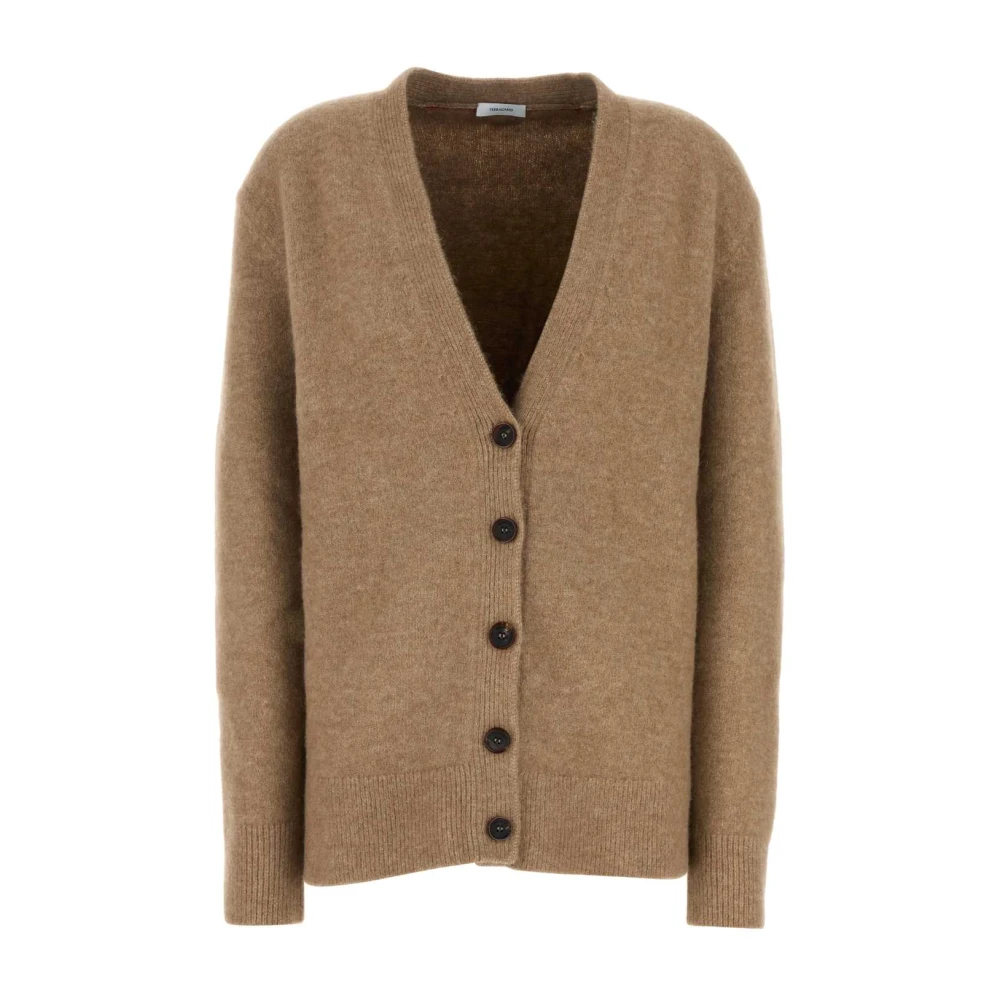 Salvatore Ferragamo Alpaca Blend Oversize Cardigan Brown Dames