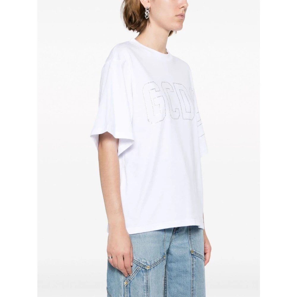 Gcds Wit Logo T-Shirt Stijlvolle Upgrade White Dames