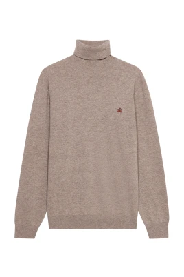 Lammullströja med polokrage och logotyp