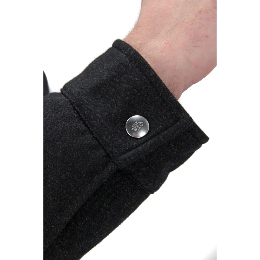 Eleventy Zwarte wollen jas met drukknopen Black Heren