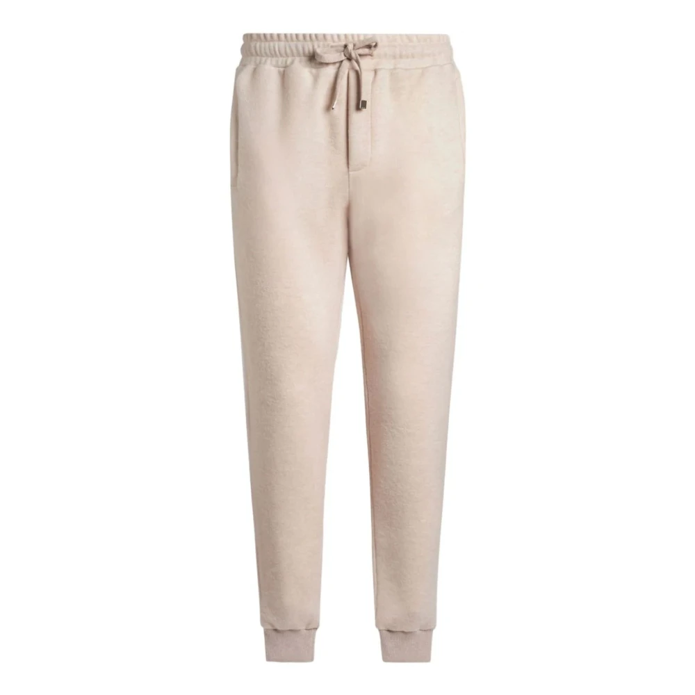 ETRO Jogging Wool Trousers with Embroidery Beige Heren