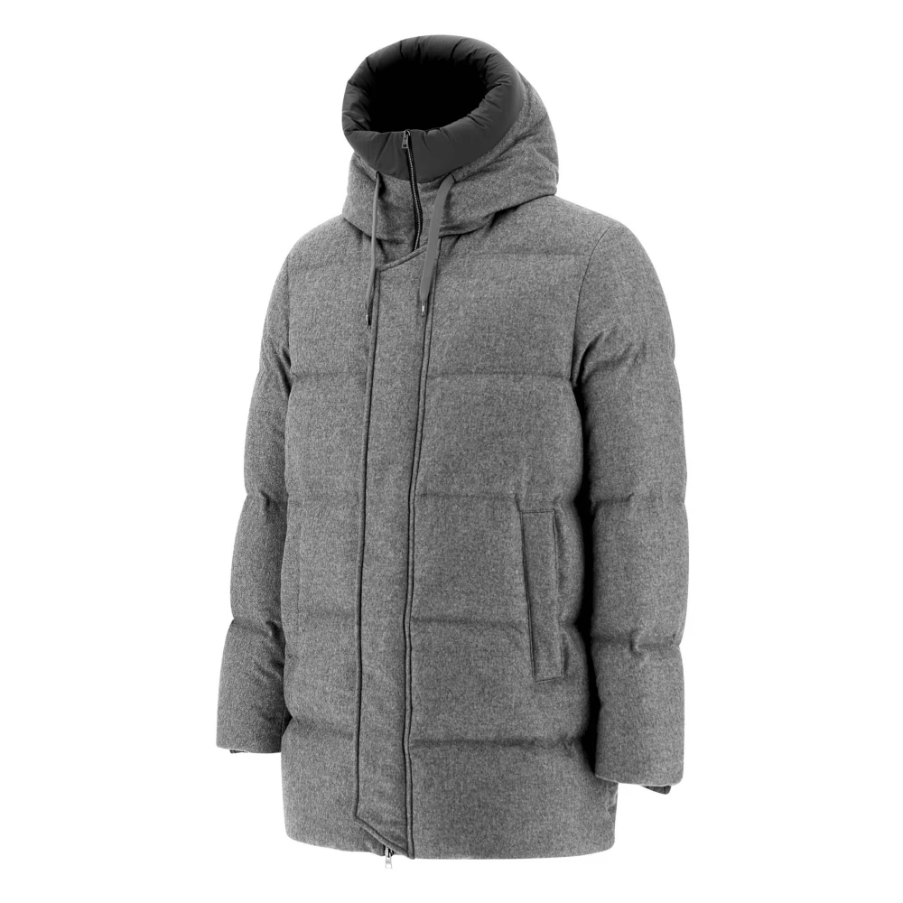 Herno Grijze Kasjmier-Zijde Lange Pufferjas Gray Heren