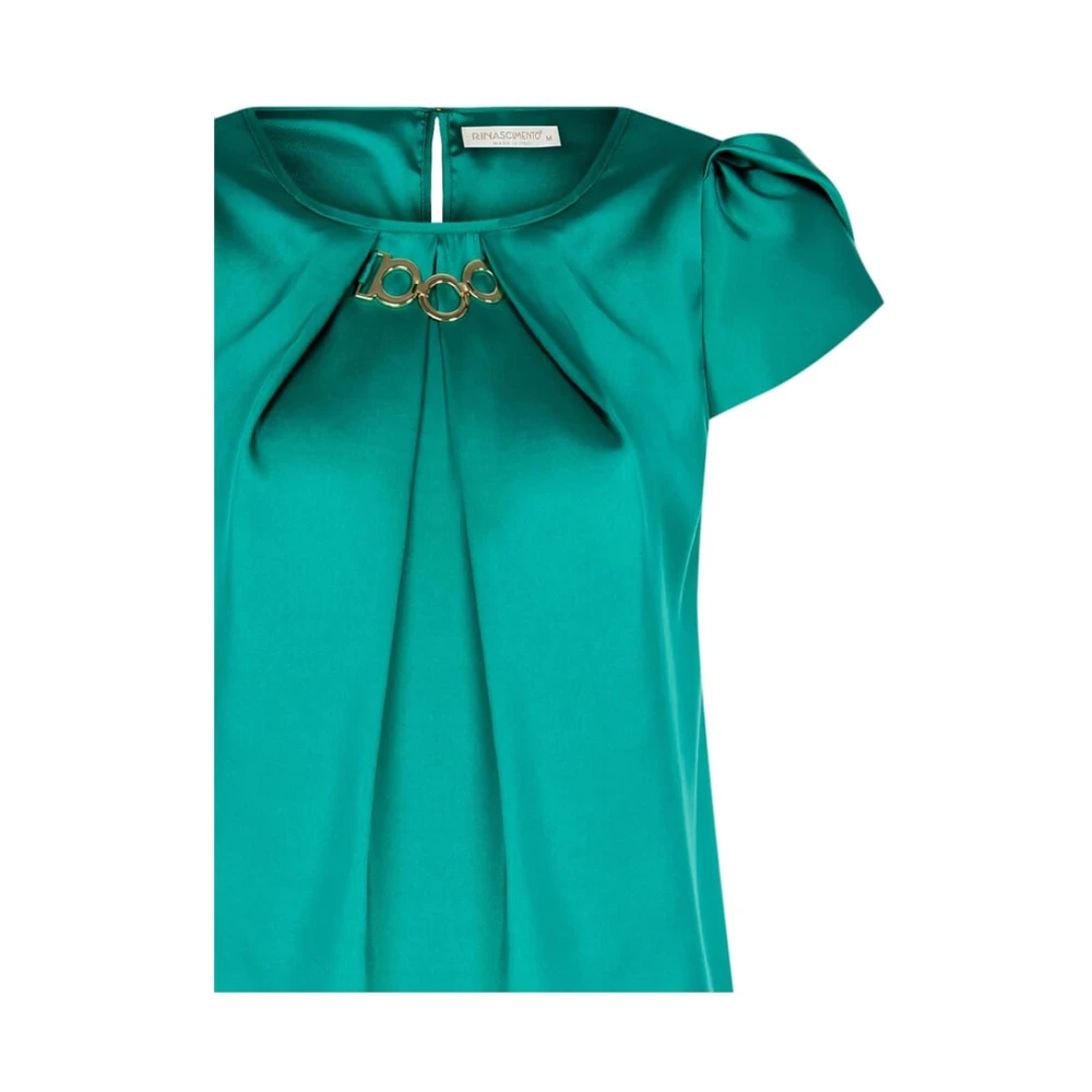 RINASCIMENTO Satin blouse met juweeldetails Green Dames