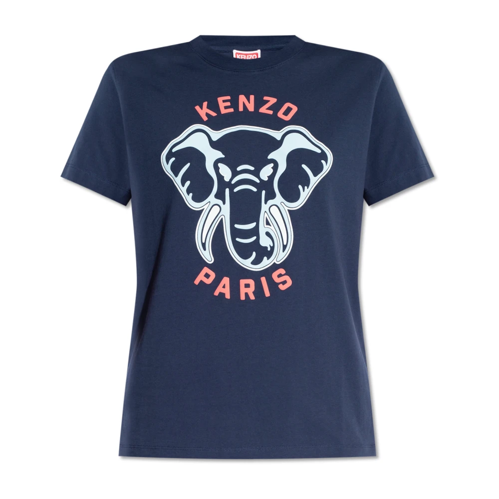 Kenzo Olifant Loose T-Shirt Blue Dames