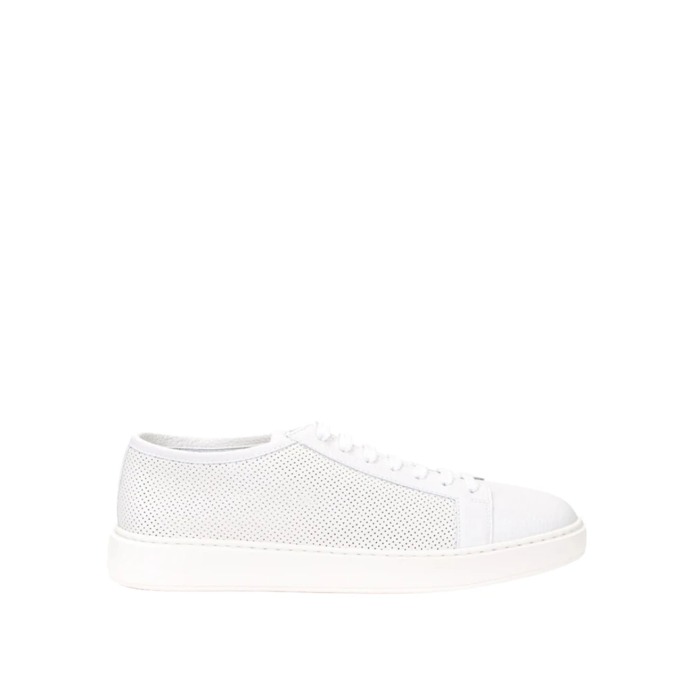 Santoni Perforated Leather Sneaker Heren Schoenen Wit