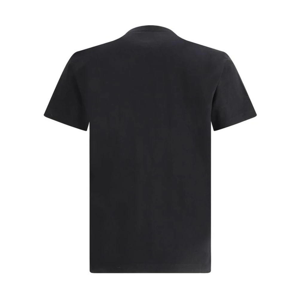 Dsquared2 Monogram Katoenen T-shirt met Geribbelde Ronde Hals Black Heren