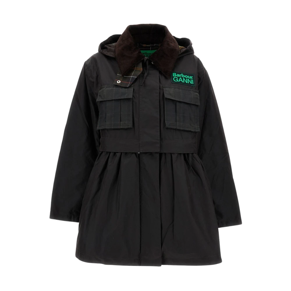 Barbour Black Winter Jackets, Female, S, Peplum Waxed Jacket