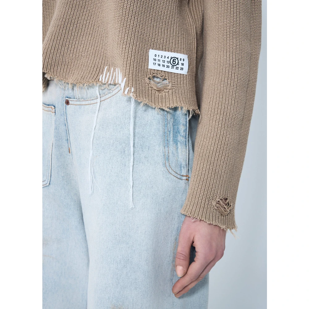MM6 Maison Margiela Gestoorde gebreide trui Beige Dames