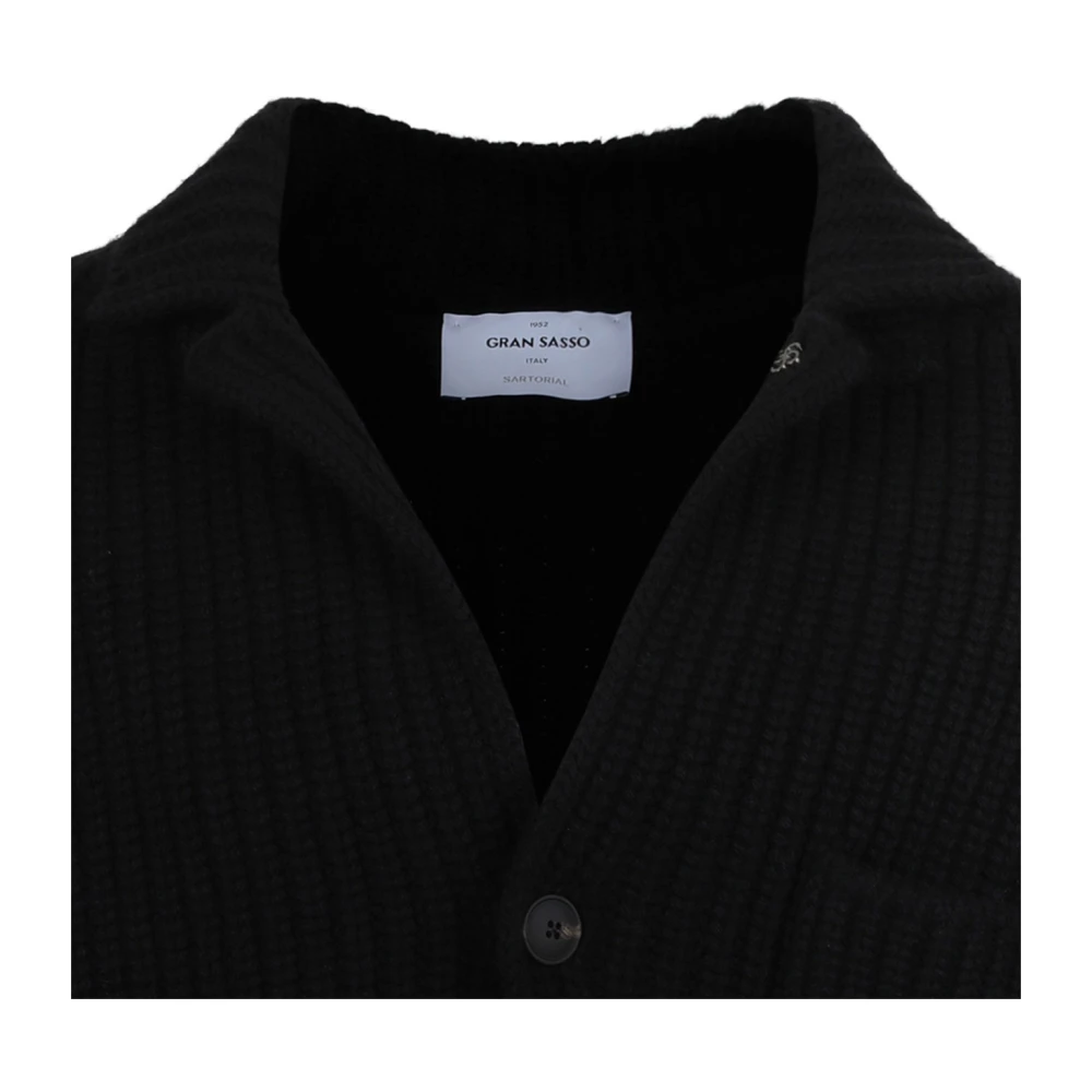 Gran Sasso Zwarte Cardigan Sweater met Shawl Neck Black Heren