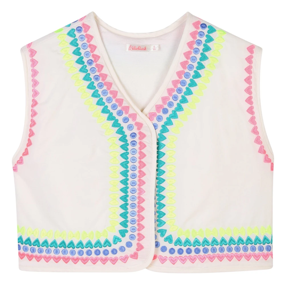 Billieblush Girls Beige Waistcoats, 3 Y, Embroidered Ivory Gilet For
