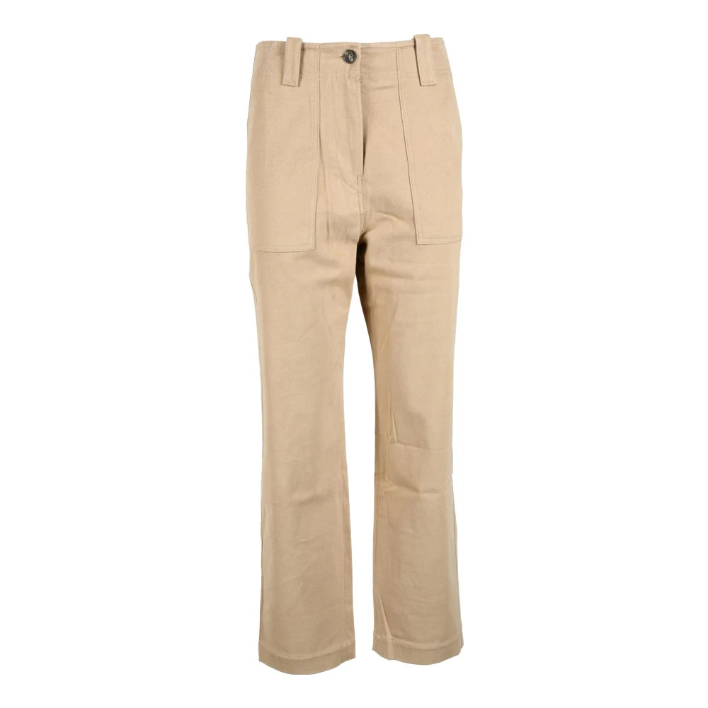 Max Mara Weekend Katoen Elastaan Weekend Broek Beige Dames
