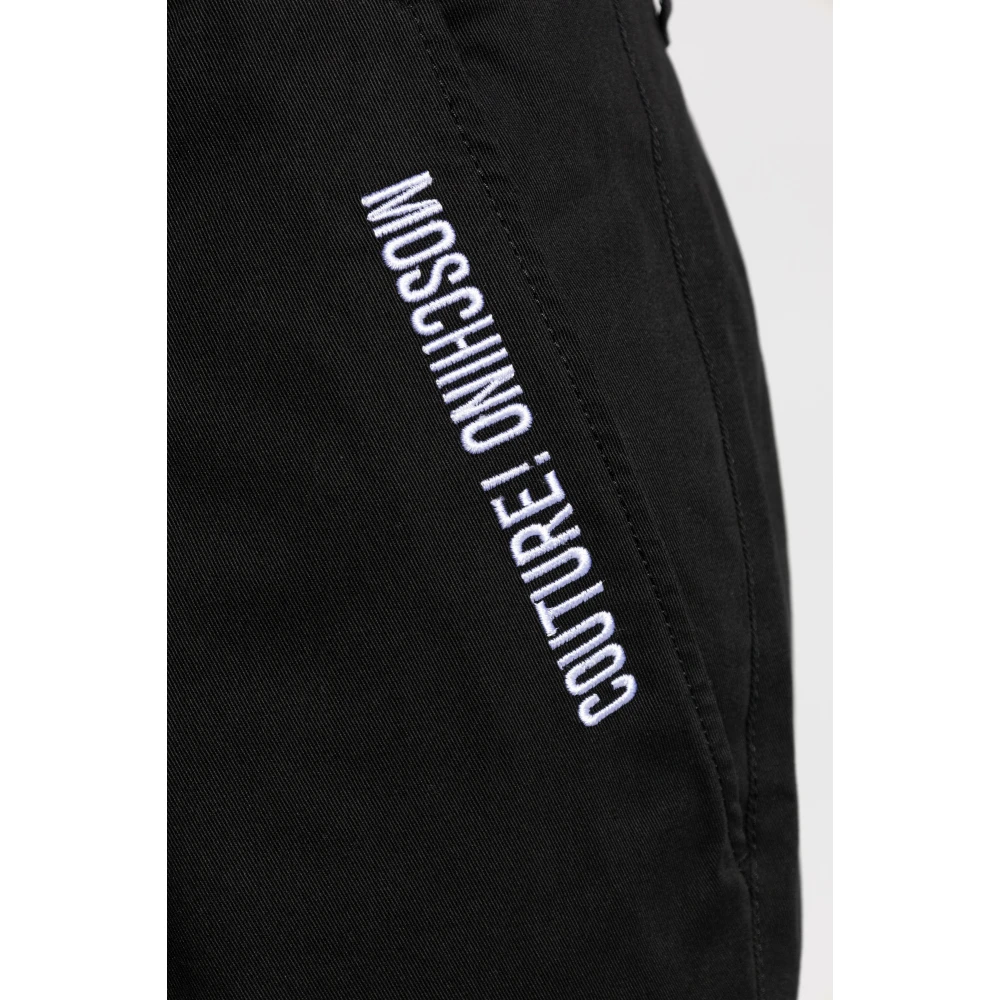 Moschino Broek met geborduurd logo Black Heren