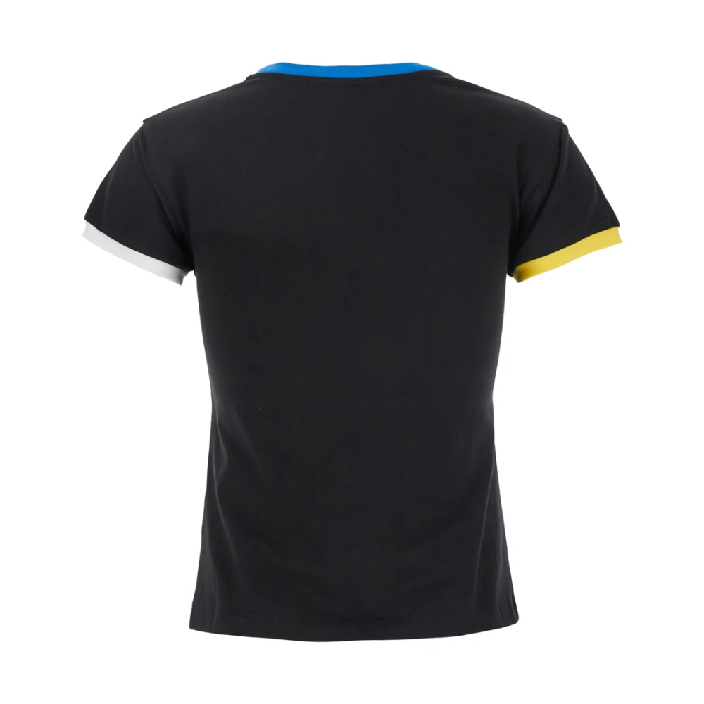 Msgm Zwart Geborduurd Logo T-shirt Vrouw Katoen Black Dames