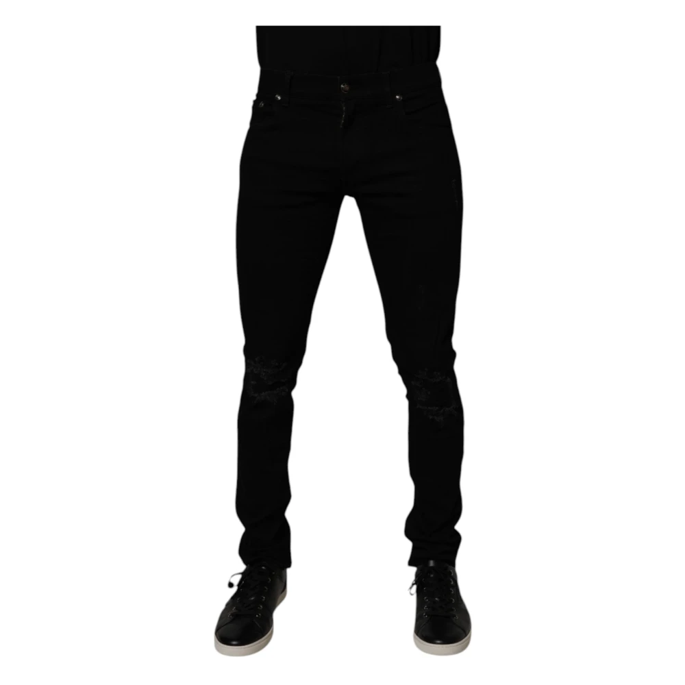 Dolce & Gabbana Men's Black Skinny Fit Jeans, M, Cotton Stretch Skinny Denim Jeans