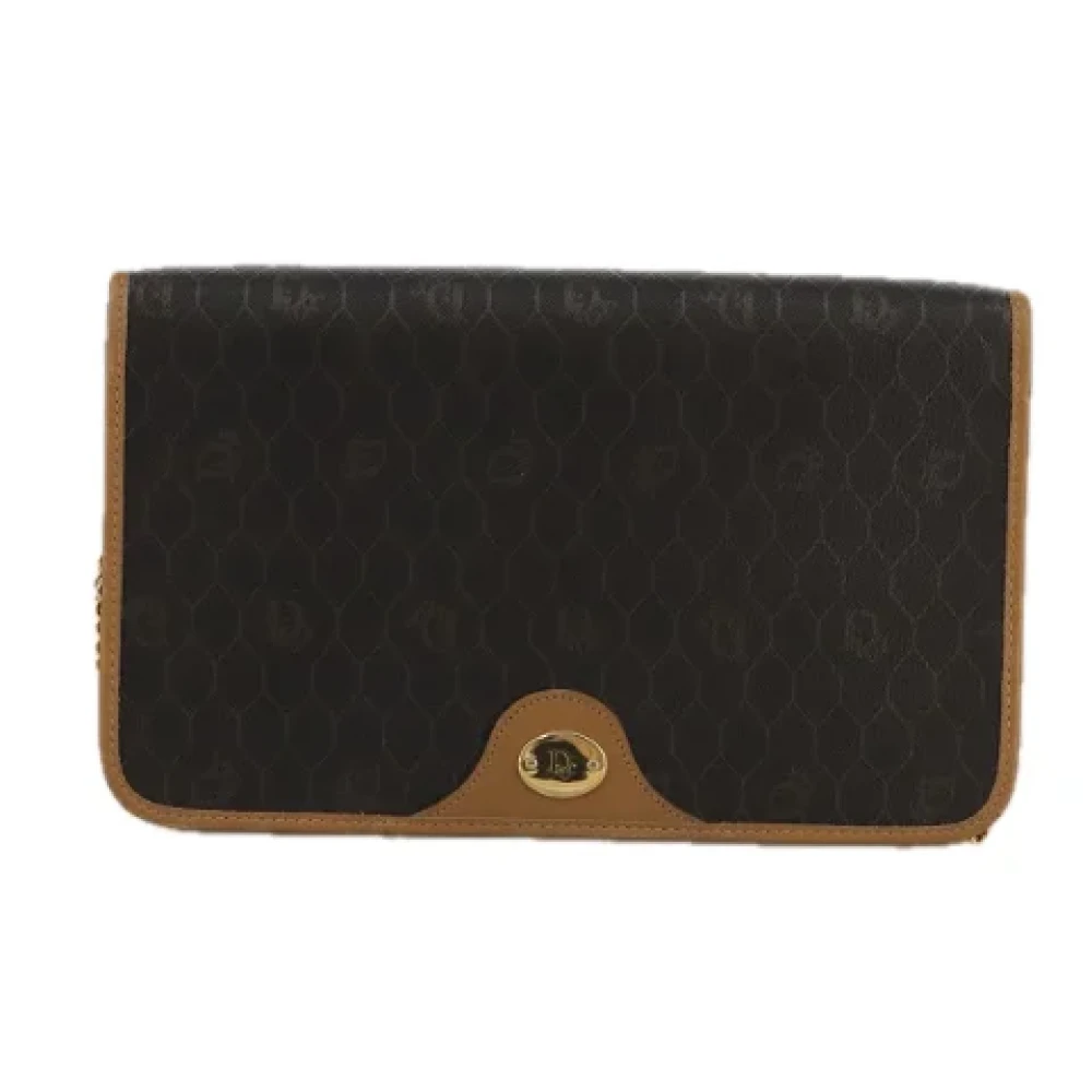 Dior Vintage Pre-owned Canvas clutches Black Dames