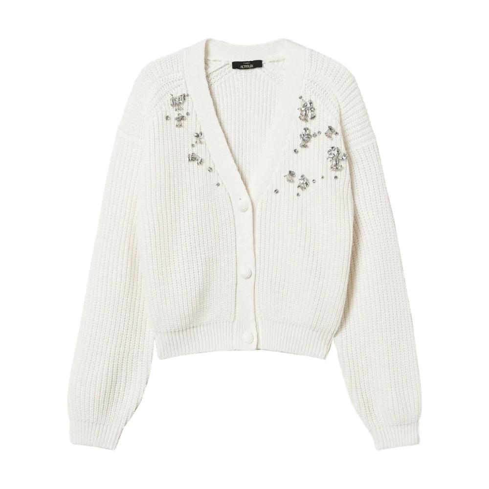 Twinset Geborduurde V-hals Sweaters White Dames