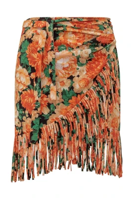 Floral Fringed Short Skirt