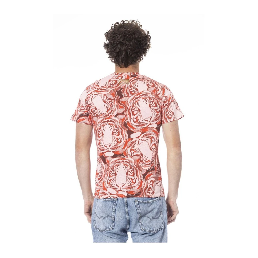 Cavalli Class Fantasy Print Logo T-shirt Rood Katoen Multicolor Heren