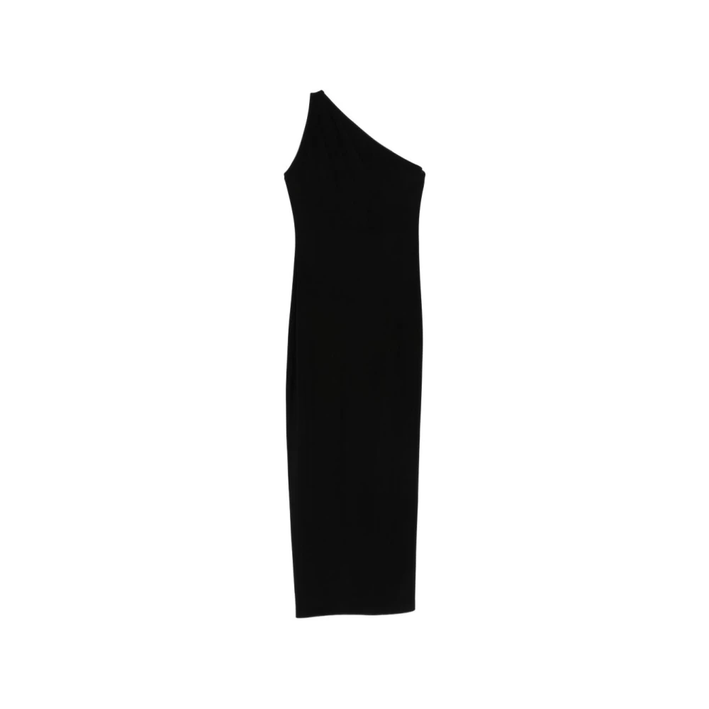 Norma Kamali Women's Black Maxi Dresses, S, One Shoulder Long Dress With Side Slit
