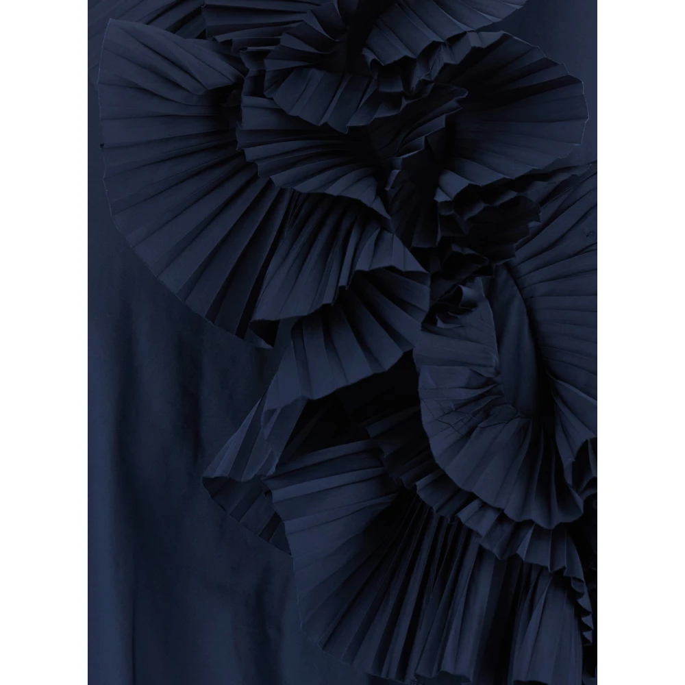 P.a.r.o.s.h. Blauwe Lange Jurk met Ruches Blue Dames