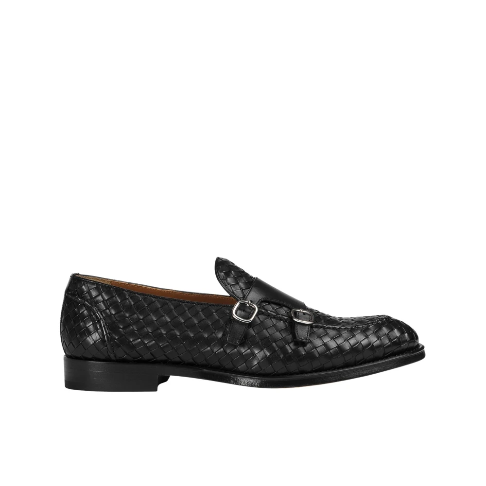 Doucal's Men's Black Loafers, 7 Uk, Woven Leather Buckle Loafer