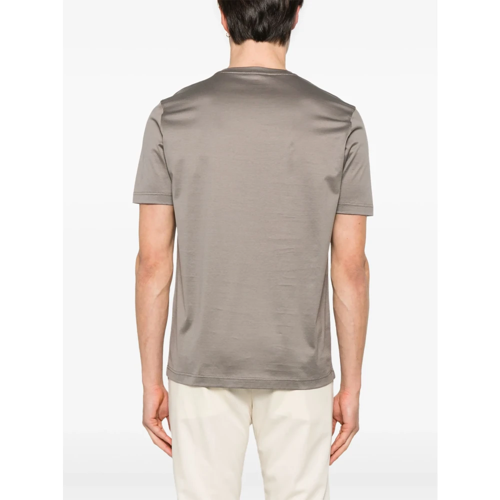 Corneliani Geborduurd Katoenen T-shirt Gemaakt in Italië Beige Heren