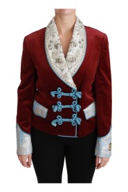 Red Velvet Baroque Crystal Blazer Jacket