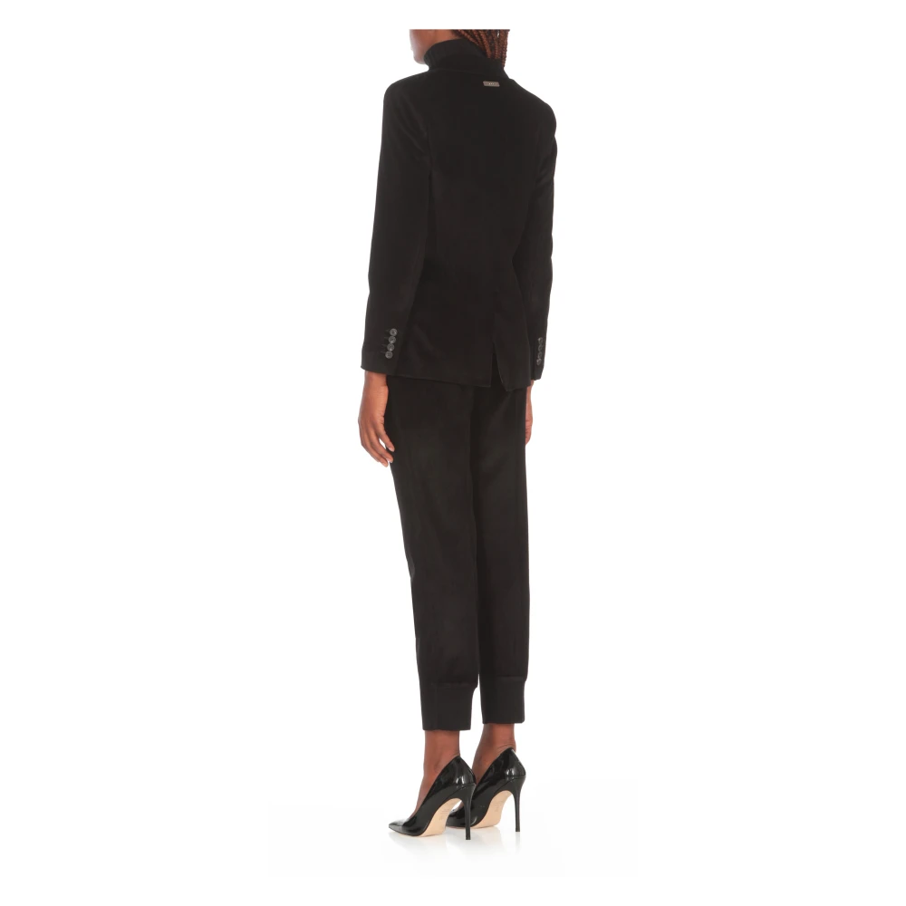 PESERICO Zwarte Viscose Blazer Peak Revers Jas Black Dames
