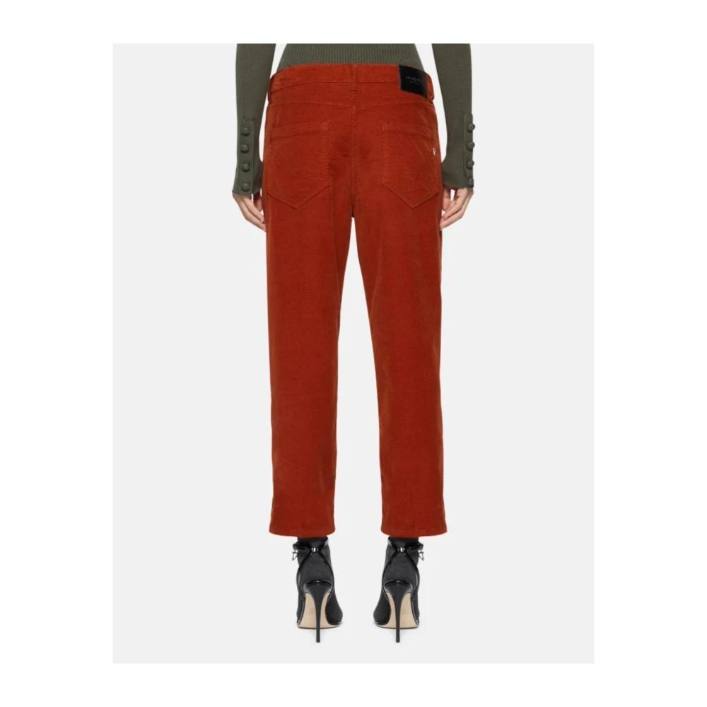 Dondup Fluweel Geribbelde Loose Fit Juweelknoop Broek Red Dames