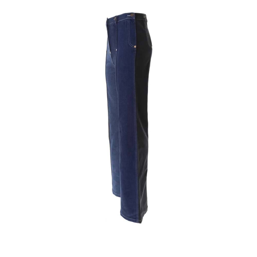 Moschino Patchwork Flare Denim Jeans Blue Dames