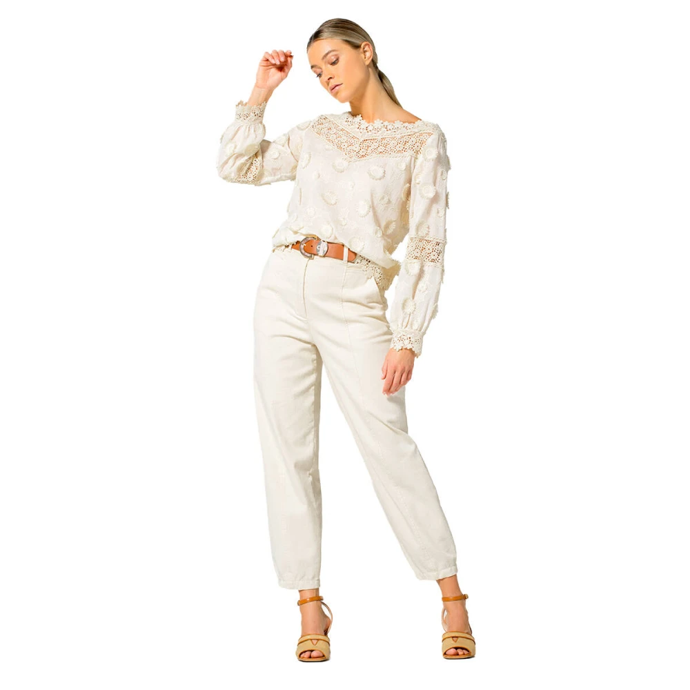 Caroline Biss Broek 1535 Stijlvolle Broek Beige Dames