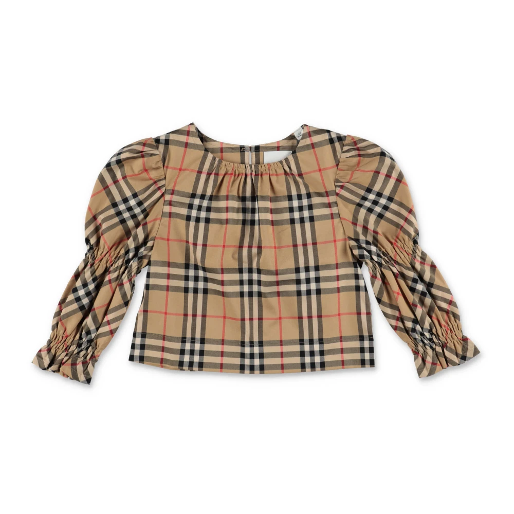 Burberry Girls Beige Sophisticated Check Poplin Blouse - Kids Blouses - 10 Y - Kids
