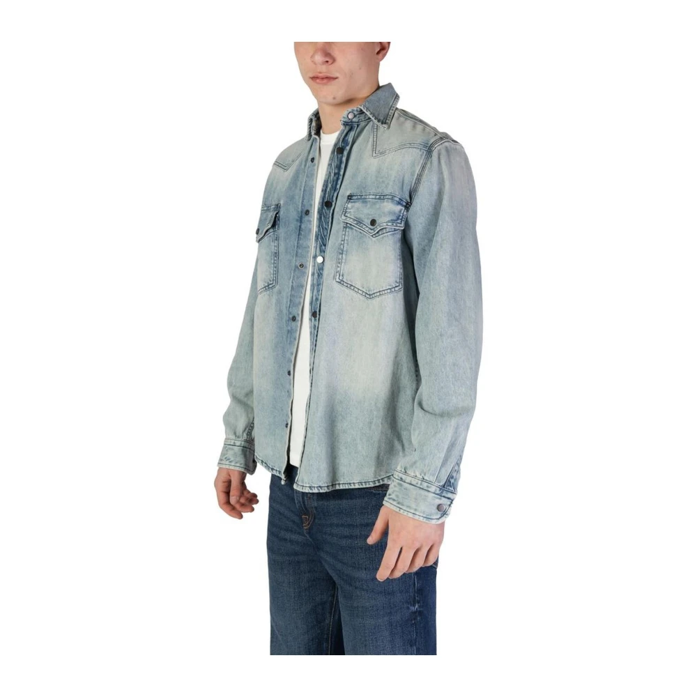 Hugo Boss Lange mouwen katoenen overhemdcollectie Blue Heren