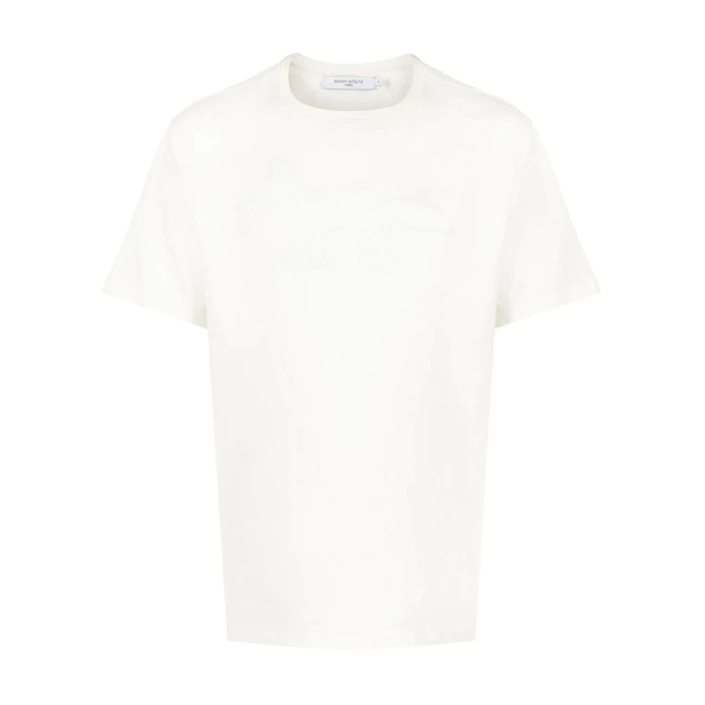 Maison Kitsuné Contour Fox Geborduurd T-shirt White Heren