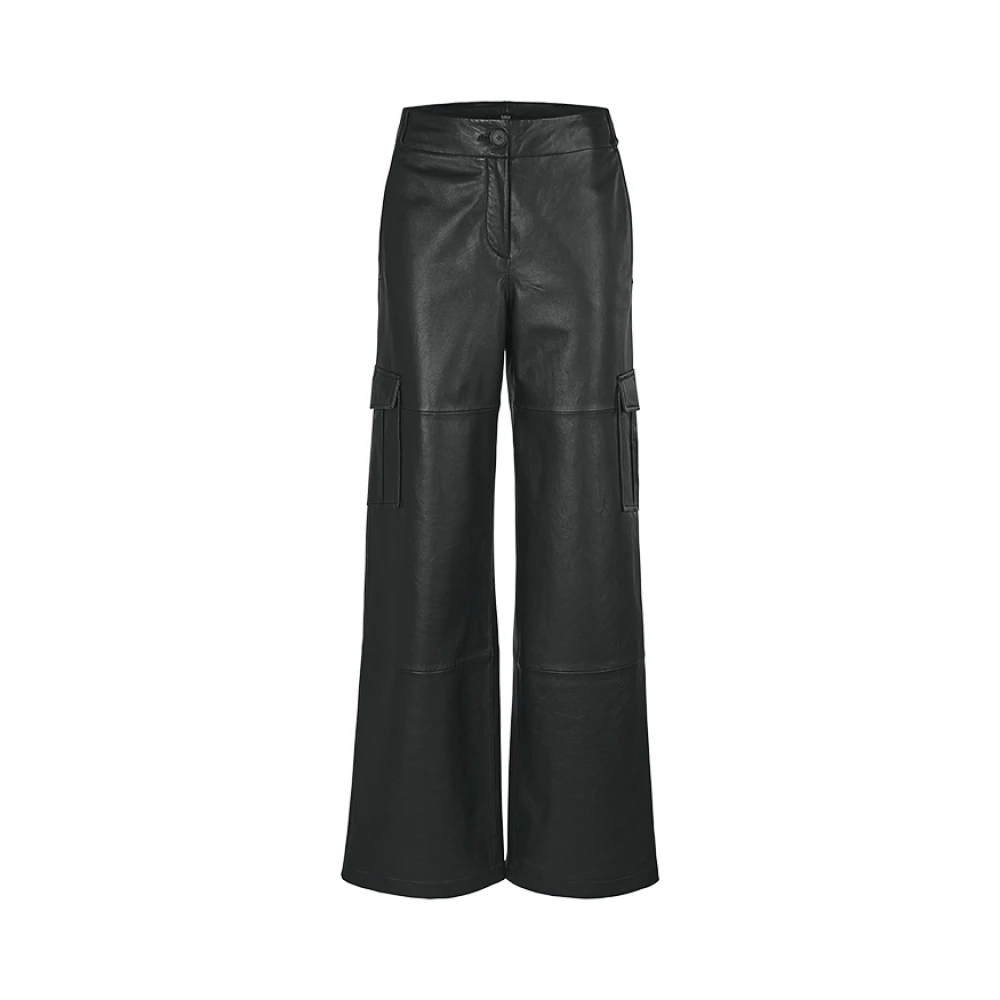 RIANI Cargo Stijl Leren Broek Black Dames